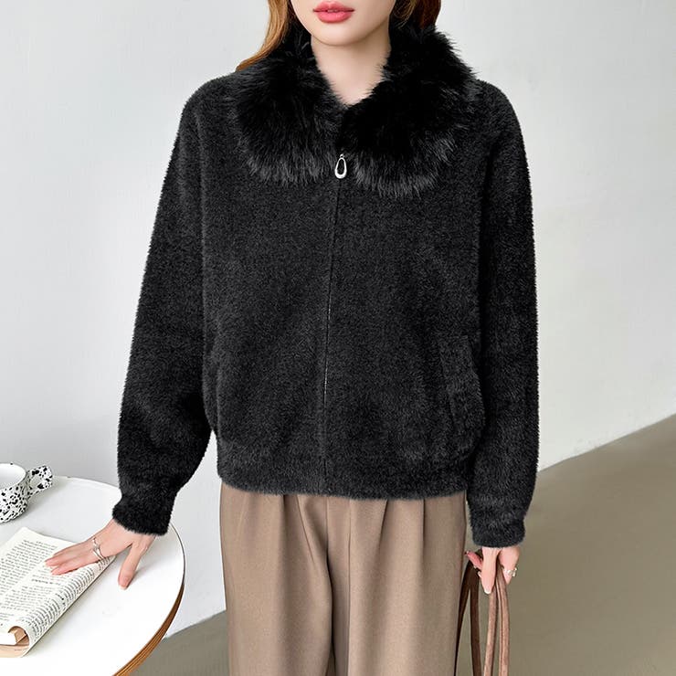 ふわふわファー×シャギー ファー付きシャギーブルゾン ブルゾン | COCOMOMO | 詳細画像42 