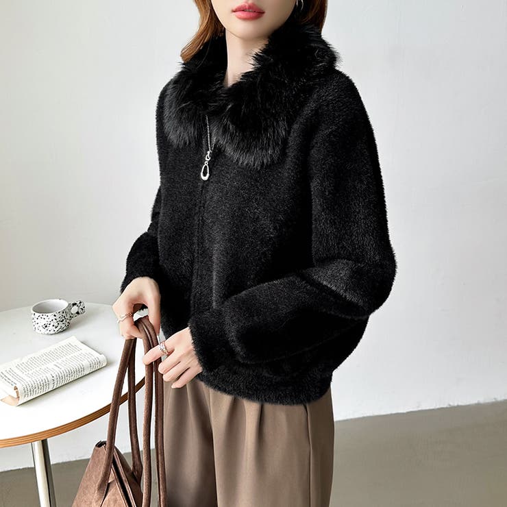 ふわふわファー×シャギー ファー付きシャギーブルゾン ブルゾン | COCOMOMO | 詳細画像43 