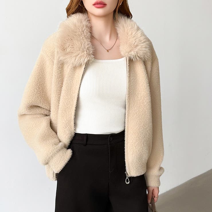 ふわふわファー×シャギー ファー付きシャギーブルゾン ブルゾン | COCOMOMO | 詳細画像5 