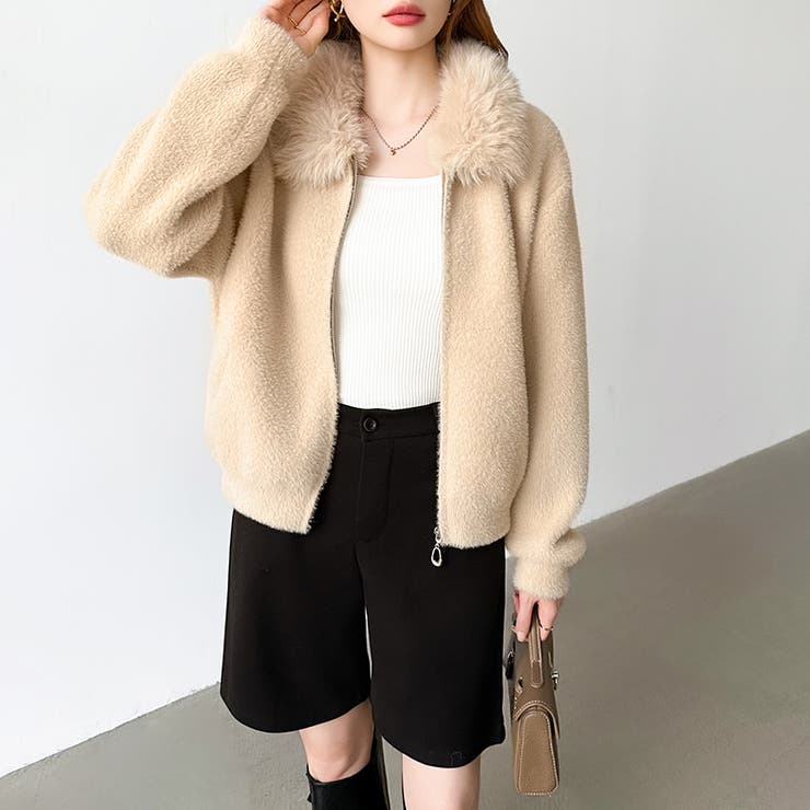 ふわふわファー×シャギー ファー付きシャギーブルゾン ブルゾン | COCOMOMO | 詳細画像6 