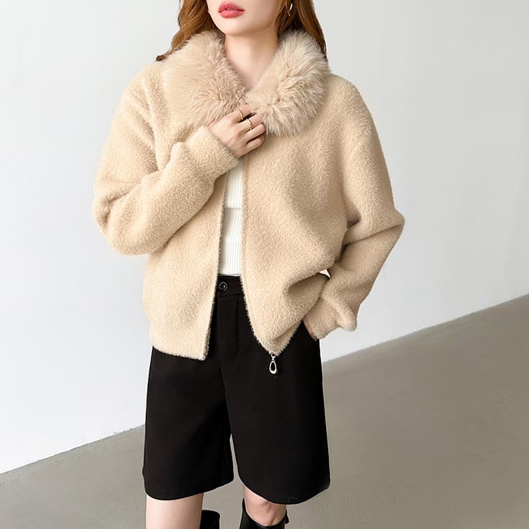 ふわふわファー×シャギー ファー付きシャギーブルゾン ブルゾン | COCOMOMO | 詳細画像8 