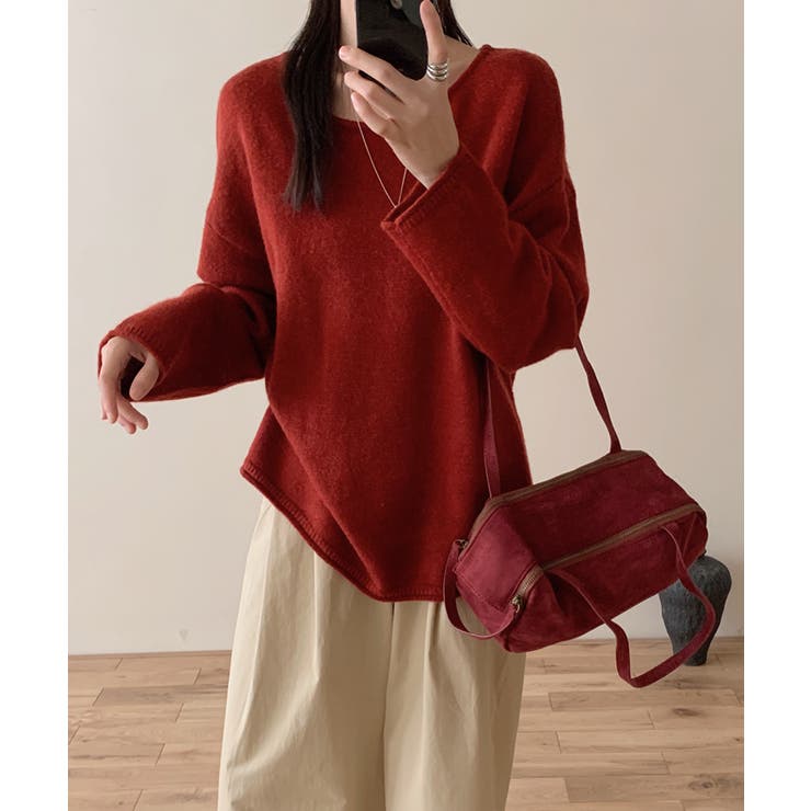 抜け感リラックスニット ラウンドネックニット 長袖ニット | COCOMOMO | 詳細画像9 