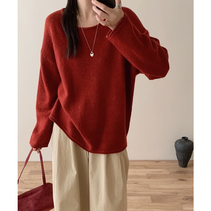 抜け感リラックスニット ラウンドネックニット 長袖ニット | COCOMOMO | 詳細画像10 