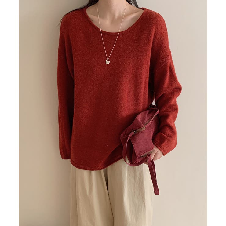 抜け感リラックスニット ラウンドネックニット 長袖ニット | COCOMOMO | 詳細画像11 