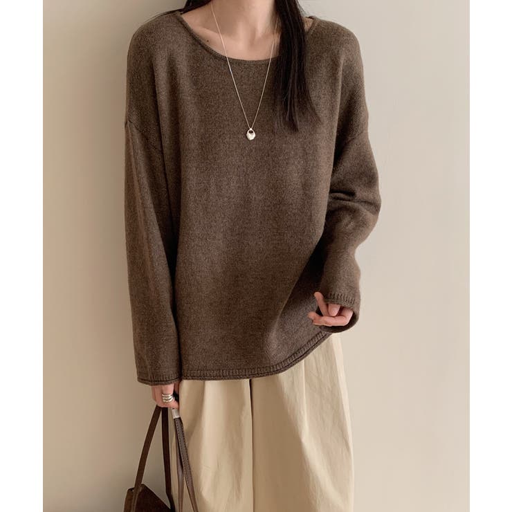 抜け感リラックスニット ラウンドネックニット 長袖ニット | COCOMOMO | 詳細画像13 