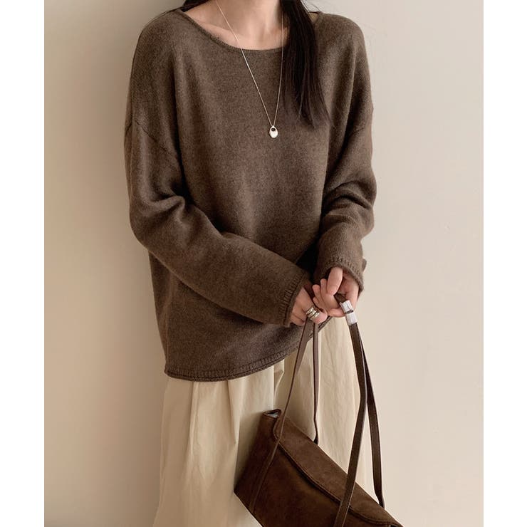 抜け感リラックスニット ラウンドネックニット 長袖ニット | COCOMOMO | 詳細画像15 