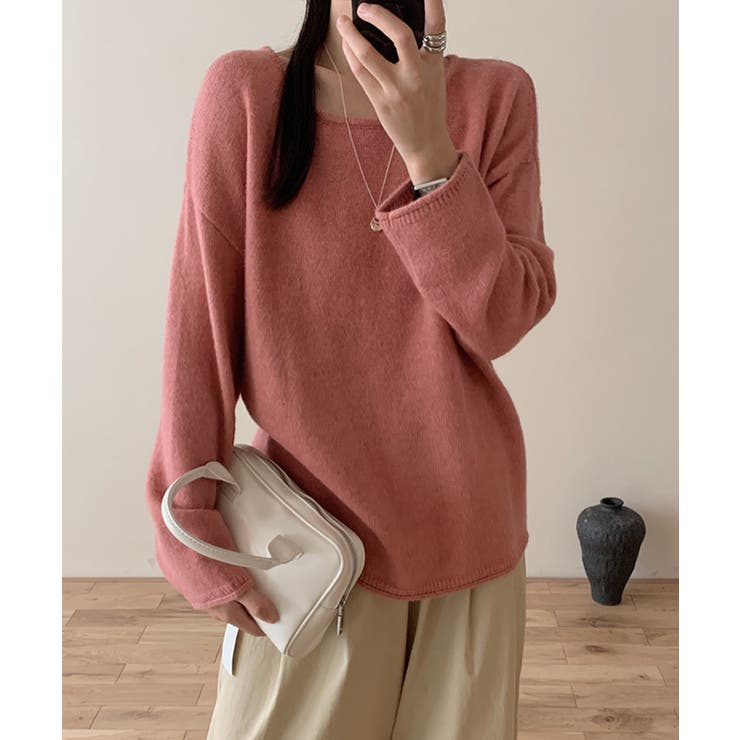 抜け感リラックスニット ラウンドネックニット 長袖ニット | COCOMOMO | 詳細画像18 