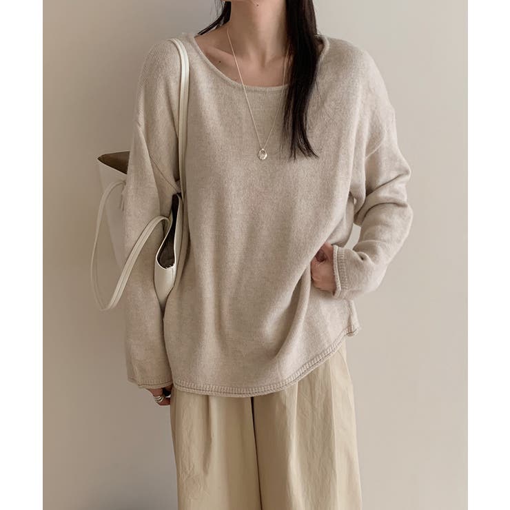 抜け感リラックスニット ラウンドネックニット 長袖ニット | COCOMOMO | 詳細画像1 