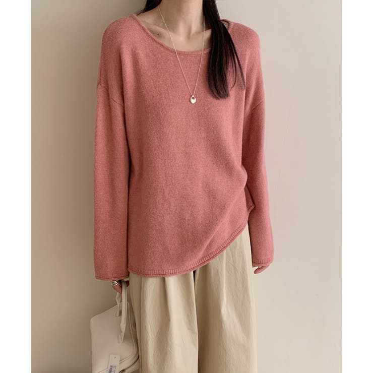 抜け感リラックスニット ラウンドネックニット 長袖ニット | COCOMOMO | 詳細画像20 