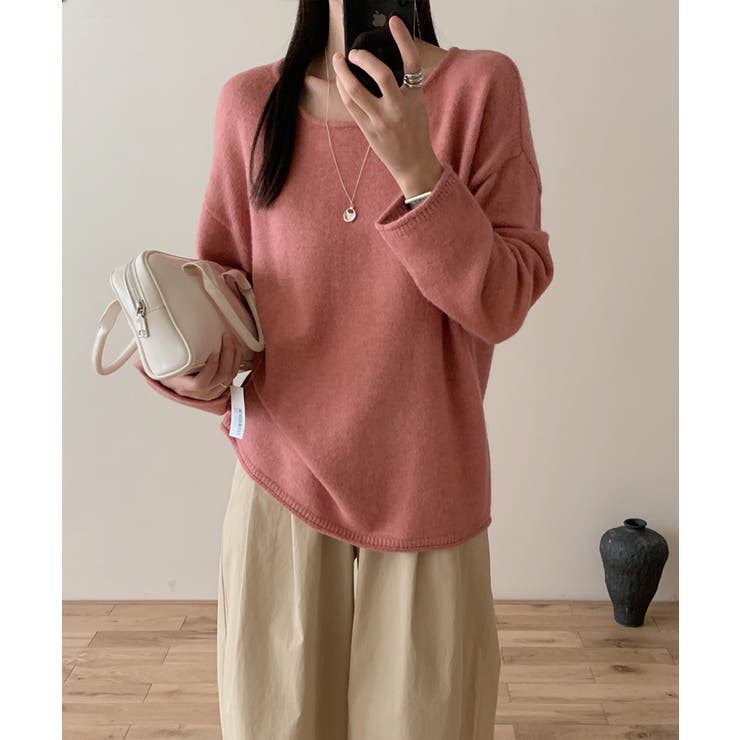 抜け感リラックスニット ラウンドネックニット 長袖ニット | COCOMOMO | 詳細画像23 