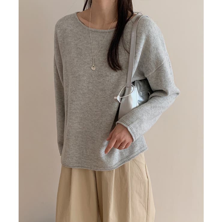 抜け感リラックスニット ラウンドネックニット 長袖ニット | COCOMOMO | 詳細画像25 