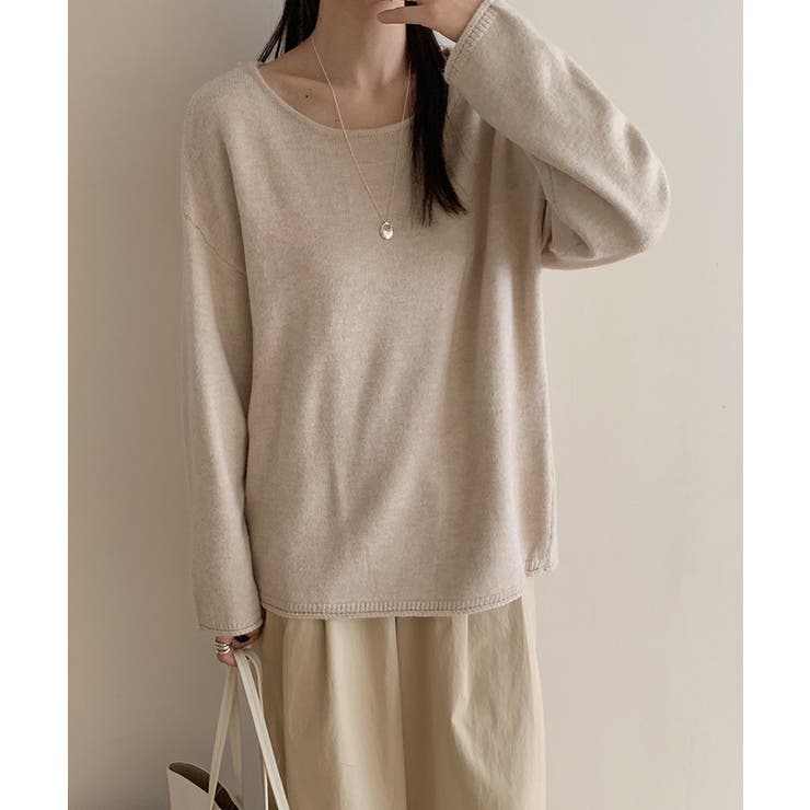 抜け感リラックスニット ラウンドネックニット 長袖ニット | COCOMOMO | 詳細画像2 