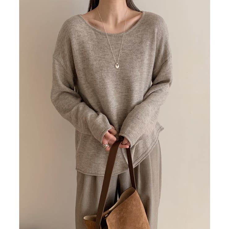 抜け感リラックスニット ラウンドネックニット 長袖ニット | COCOMOMO | 詳細画像32 