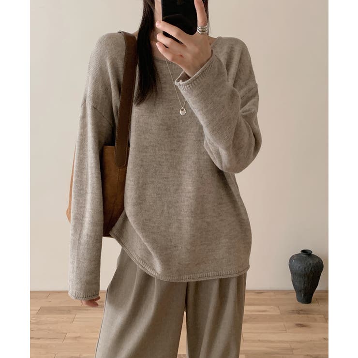 抜け感リラックスニット ラウンドネックニット 長袖ニット | COCOMOMO | 詳細画像33 