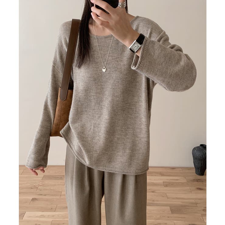 抜け感リラックスニット ラウンドネックニット 長袖ニット | COCOMOMO | 詳細画像34 