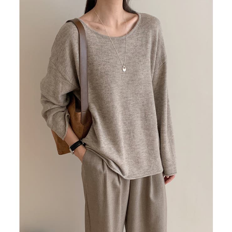 抜け感リラックスニット ラウンドネックニット 長袖ニット | COCOMOMO | 詳細画像35 