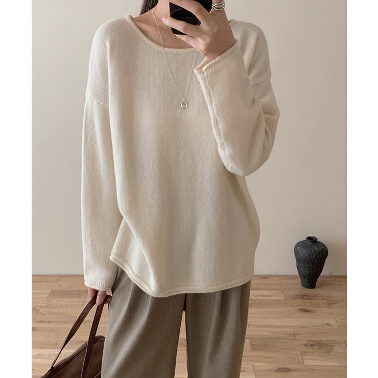 抜け感リラックスニット ラウンドネックニット 長袖ニット | COCOMOMO | 詳細画像36 