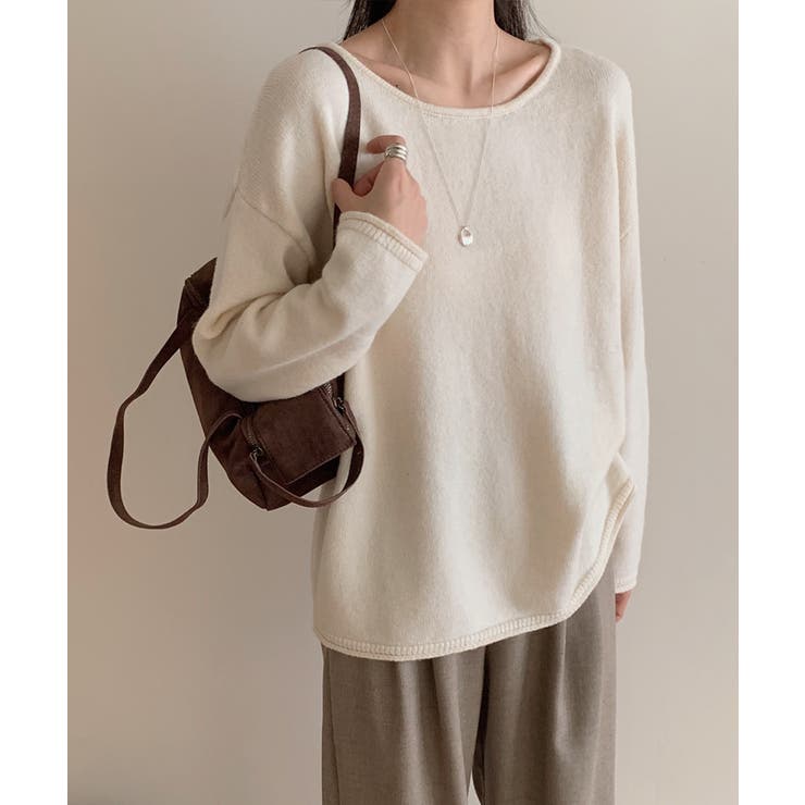 抜け感リラックスニット ラウンドネックニット 長袖ニット | COCOMOMO | 詳細画像37 