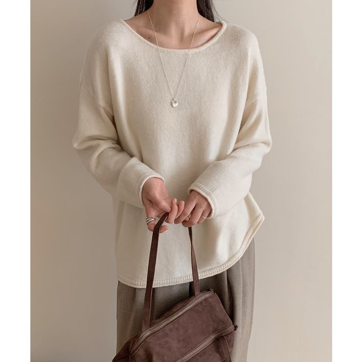 抜け感リラックスニット ラウンドネックニット 長袖ニット | COCOMOMO | 詳細画像38 