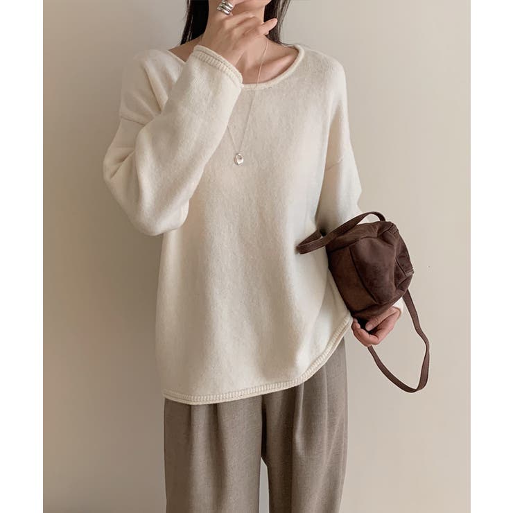 抜け感リラックスニット ラウンドネックニット 長袖ニット | COCOMOMO | 詳細画像40 