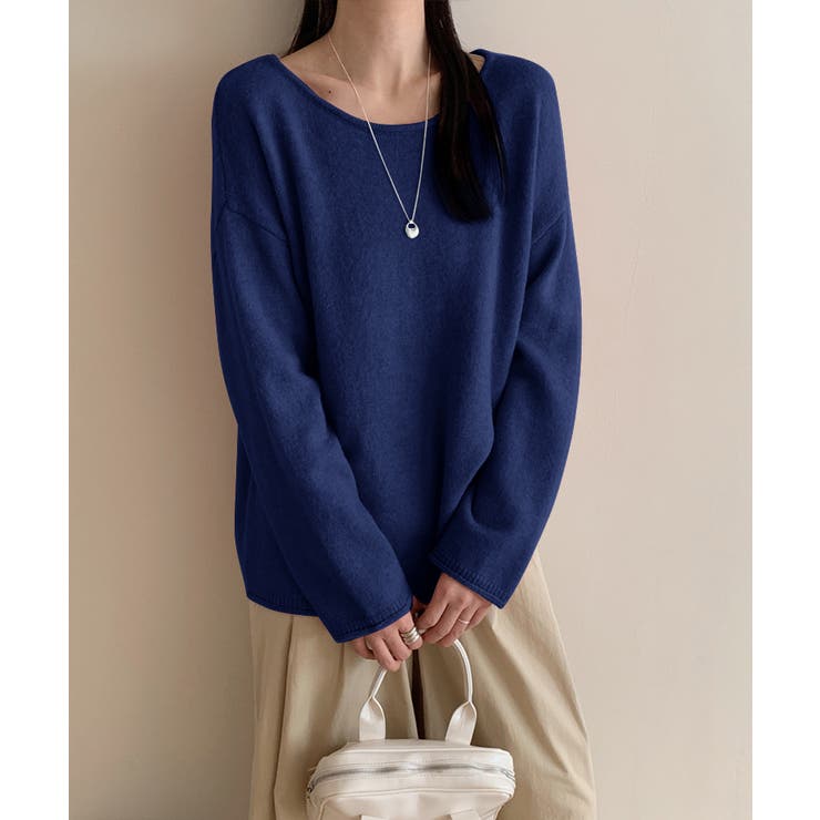 抜け感リラックスニット ラウンドネックニット 長袖ニット | COCOMOMO | 詳細画像46 