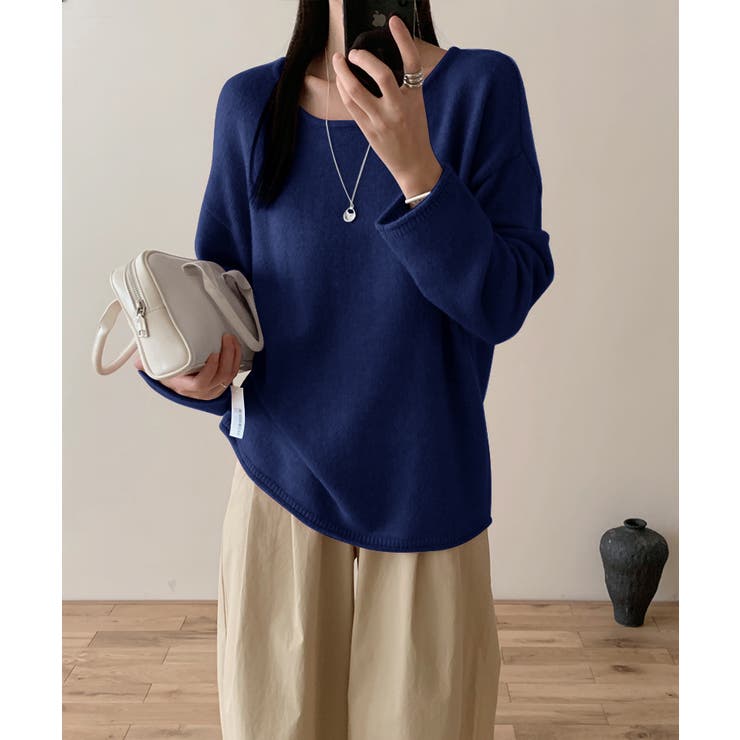 抜け感リラックスニット ラウンドネックニット 長袖ニット | COCOMOMO | 詳細画像47 