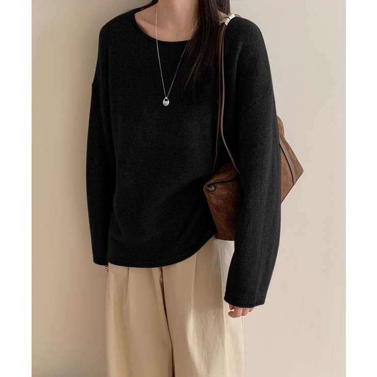 抜け感リラックスニット ラウンドネックニット 長袖ニット | COCOMOMO | 詳細画像48 