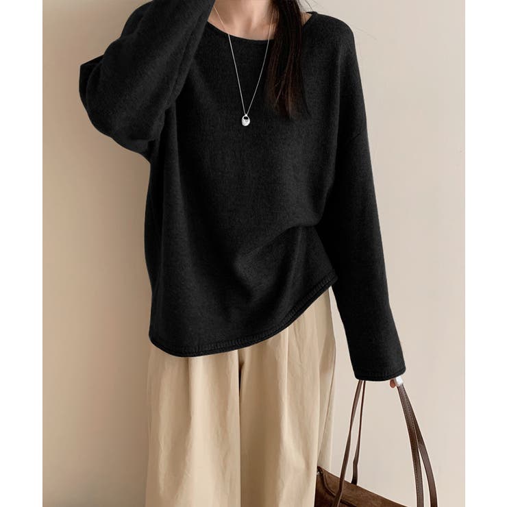 抜け感リラックスニット ラウンドネックニット 長袖ニット | COCOMOMO | 詳細画像49 