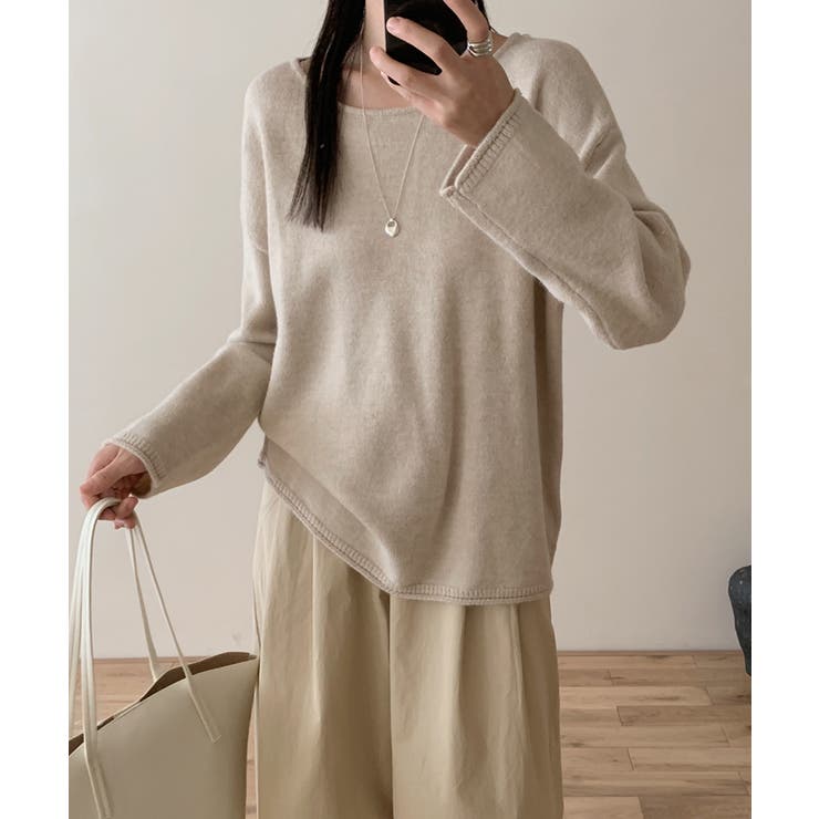 抜け感リラックスニット ラウンドネックニット 長袖ニット | COCOMOMO | 詳細画像5 