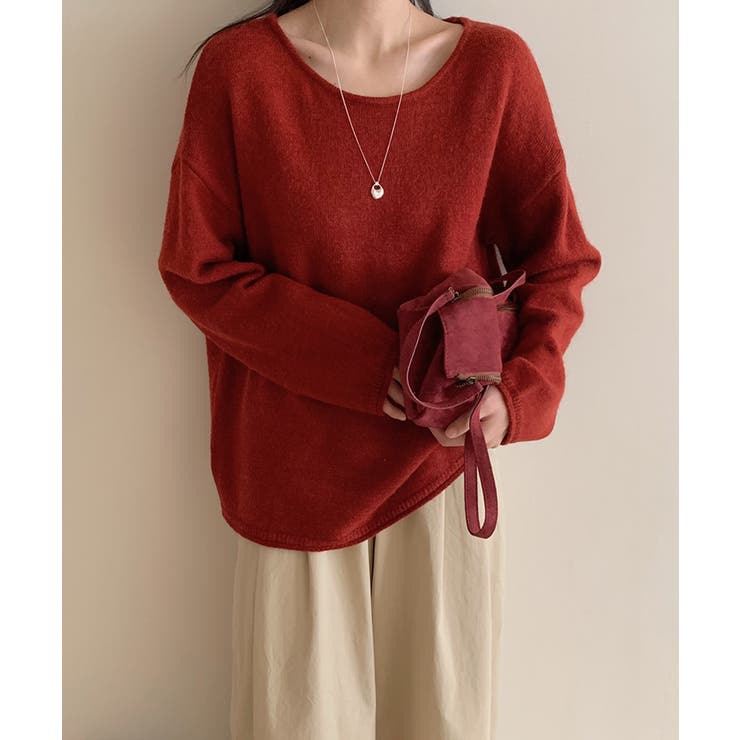 抜け感リラックスニット ラウンドネックニット 長袖ニット | COCOMOMO | 詳細画像7 