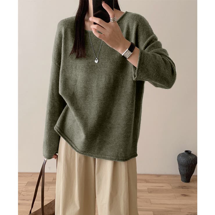 抜け感リラックスニット ラウンドネックニット 長袖ニット | COCOMOMO | 詳細画像44 