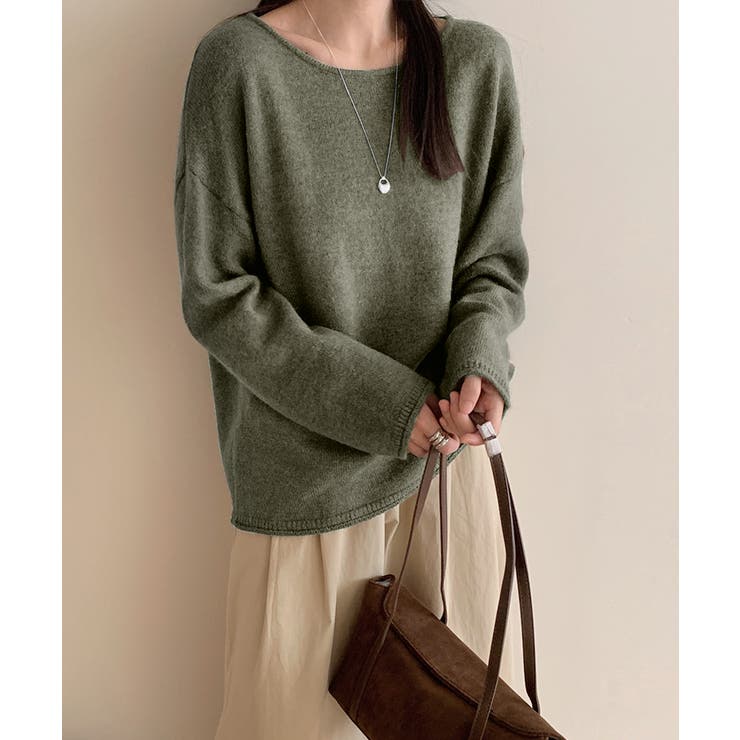 抜け感リラックスニット ラウンドネックニット 長袖ニット | COCOMOMO | 詳細画像45 