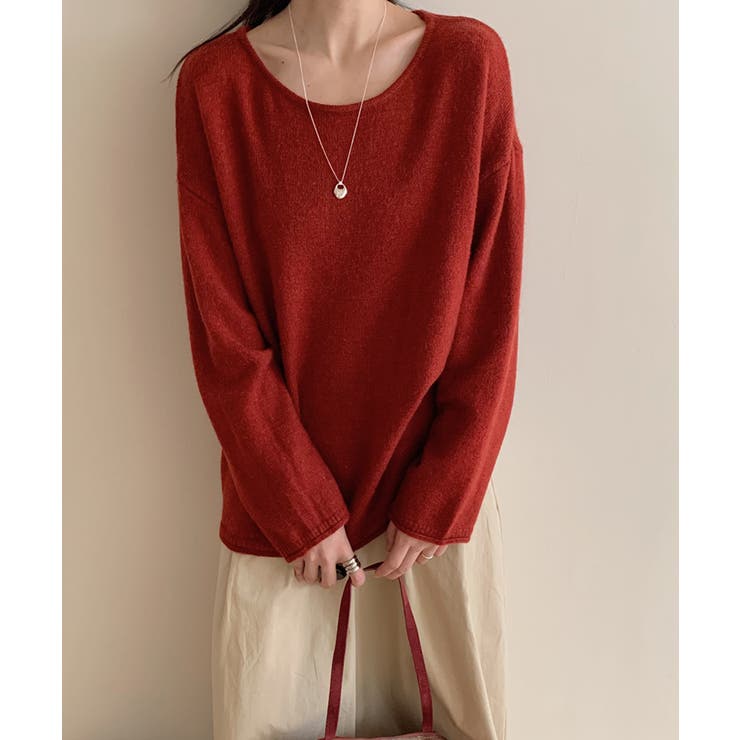 抜け感リラックスニット ラウンドネックニット 長袖ニット | COCOMOMO | 詳細画像8 