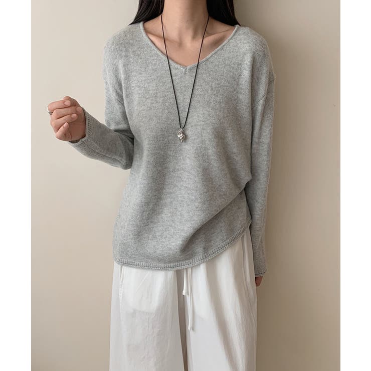 抜け感リラックスニット Vネックニット 長袖ニット | COCOMOMO | 詳細画像9 