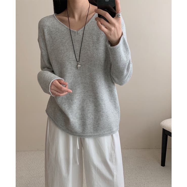 抜け感リラックスニット Vネックニット 長袖ニット | COCOMOMO | 詳細画像11 