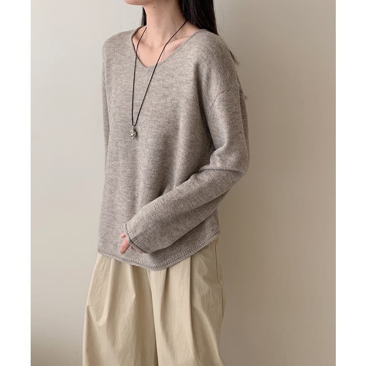 抜け感リラックスニット Vネックニット 長袖ニット | COCOMOMO | 詳細画像12 