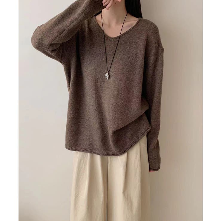 抜け感リラックスニット Vネックニット 長袖ニット | COCOMOMO | 詳細画像17 