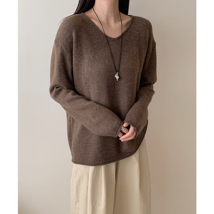 抜け感リラックスニット Vネックニット 長袖ニット | COCOMOMO | 詳細画像21 
