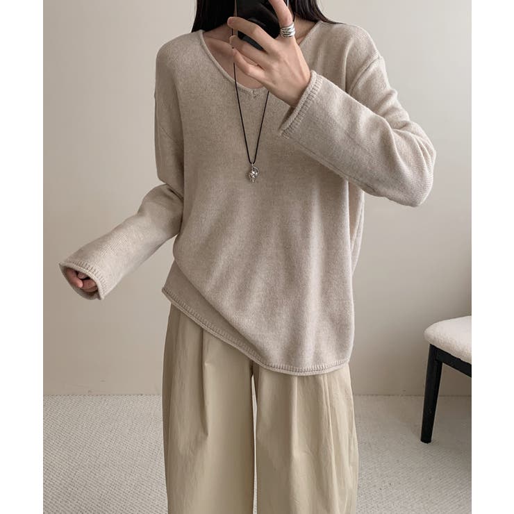 抜け感リラックスニット Vネックニット 長袖ニット | COCOMOMO | 詳細画像22 