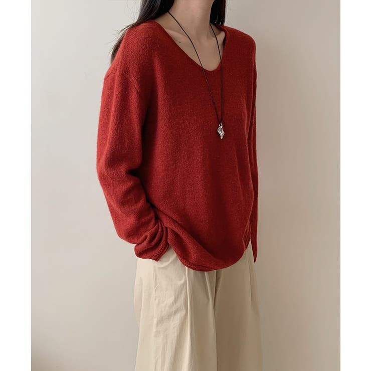 抜け感リラックスニット Vネックニット 長袖ニット | COCOMOMO | 詳細画像28 