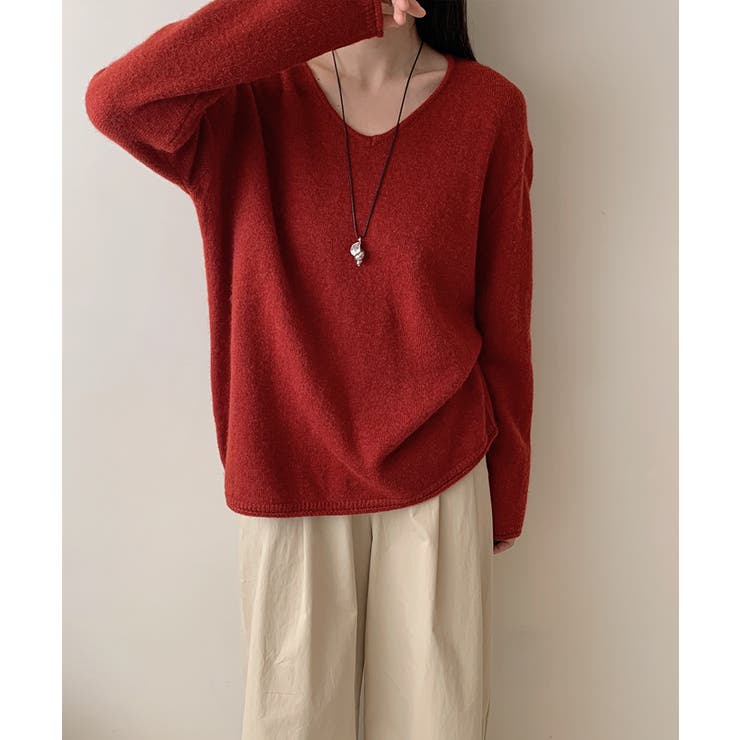 抜け感リラックスニット Vネックニット 長袖ニット | COCOMOMO | 詳細画像29 