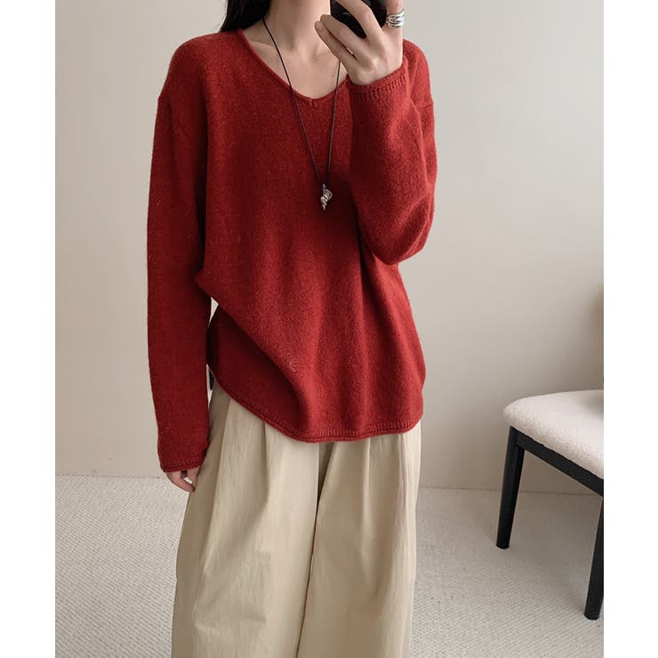 抜け感リラックスニット Vネックニット 長袖ニット | COCOMOMO | 詳細画像30 