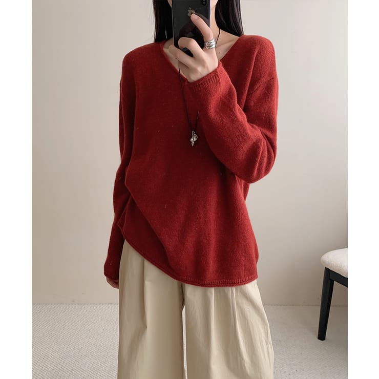 抜け感リラックスニット Vネックニット 長袖ニット | COCOMOMO | 詳細画像33 