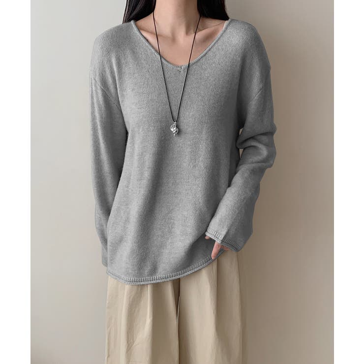 抜け感リラックスニット Vネックニット 長袖ニット | COCOMOMO | 詳細画像42 