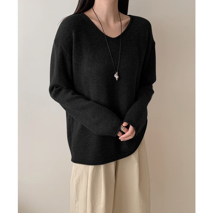 抜け感リラックスニット Vネックニット 長袖ニット | COCOMOMO | 詳細画像46 