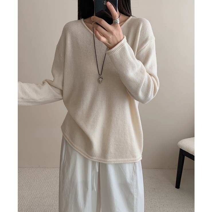 抜け感リラックスニット Vネックニット 長袖ニット | COCOMOMO | 詳細画像4 