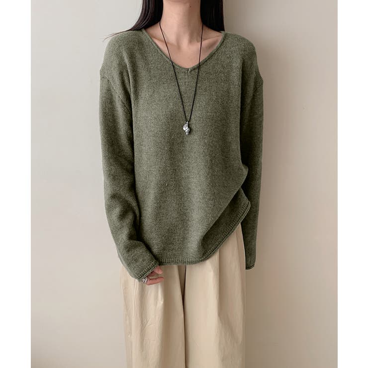 抜け感リラックスニット Vネックニット 長袖ニット | COCOMOMO | 詳細画像40 