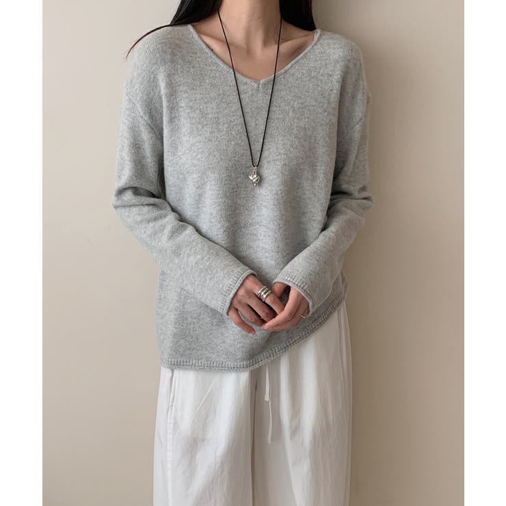 抜け感リラックスニット Vネックニット 長袖ニット | COCOMOMO | 詳細画像8 