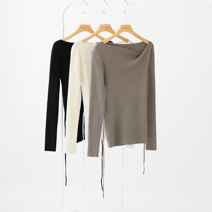 イレギュラーネックニット リブニット アシンメトリー | COCOMOMO | 詳細画像17 