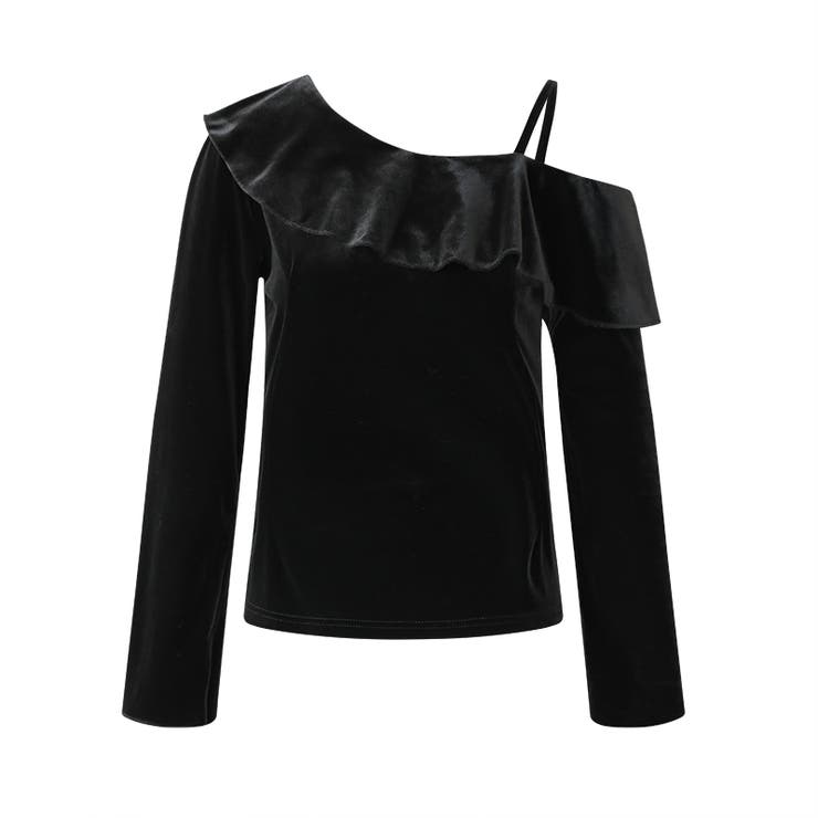 ワンショルフリルベロアトップス オフショルダー ベロアトップス | COCOMOMO | 詳細画像9